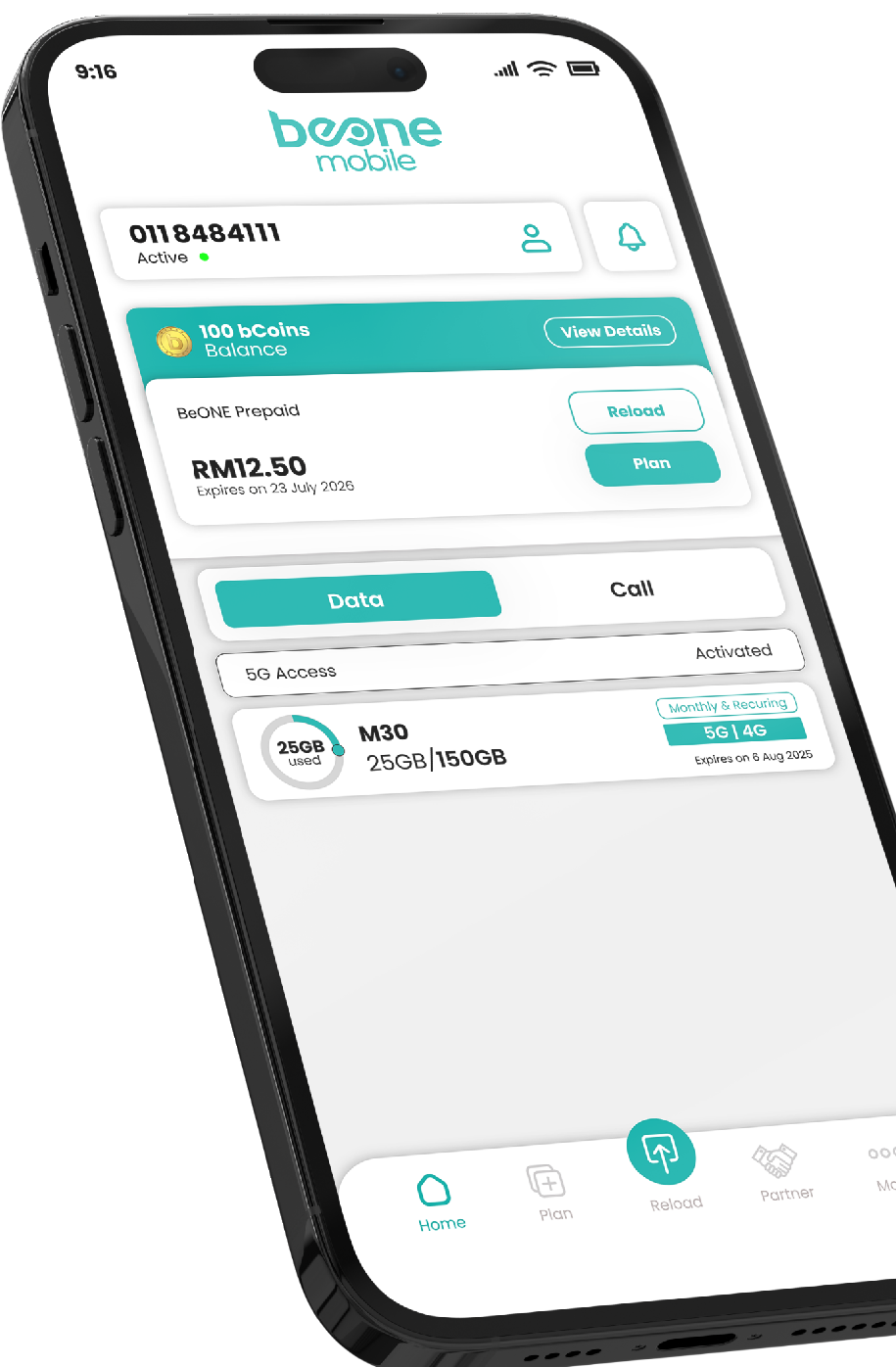 BeONE app dashboard